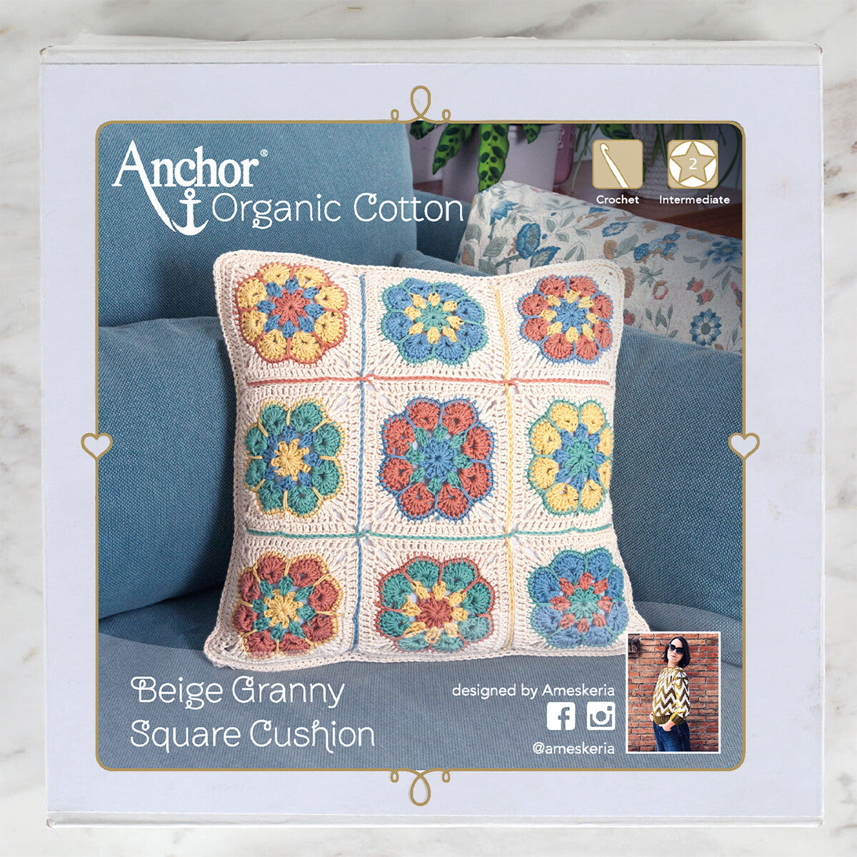 Anchor Organic Cotton Motifli Yastık Kiti - Art:A28G001-09061